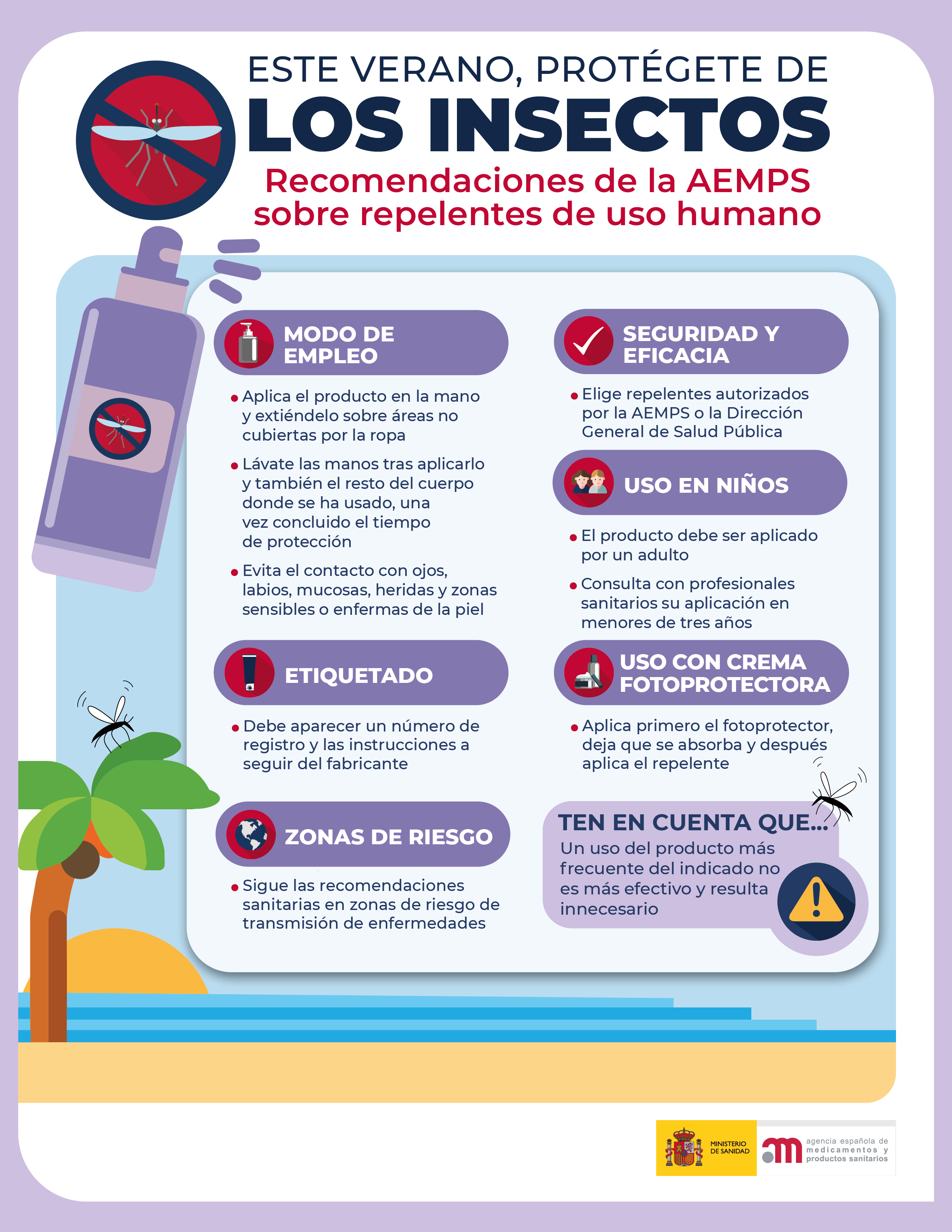 Infografía: Recomendaciones de la AEMPS sobre repelentes de uso humano