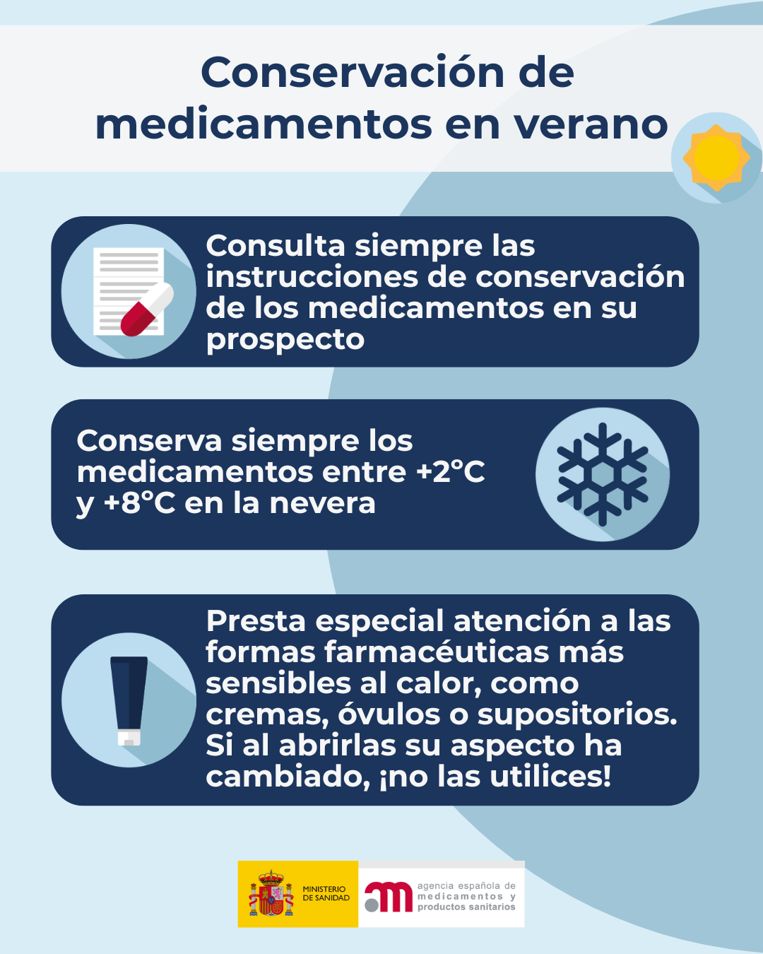 Conservación de medicamentos en verano Infografía