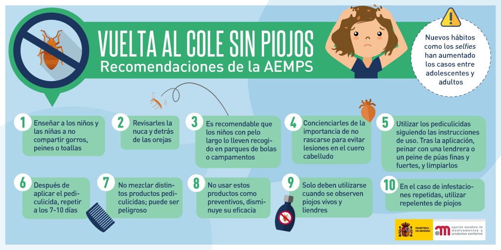 Vuelta al cole sin piojos: Recomendaciones de la AEMPS