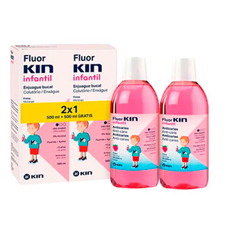 FluorKin infantil fresa enjuague bucal, pack 2x1