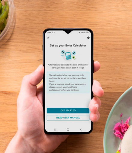 Imágenes de la calculadora de bolo de mySugar que puede proporcionar recomendaciones de dosis de insulina mayores de lo previsto al aplicar de forma incorrecta el valor del factor de corrección de insulina introducido