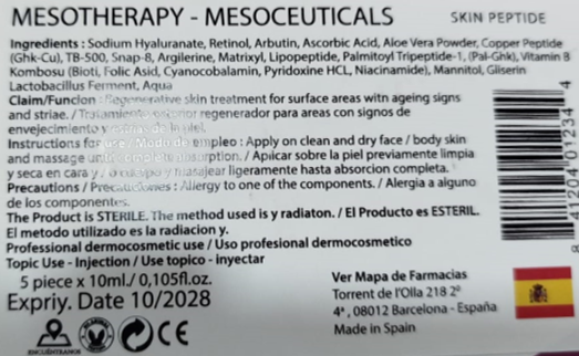 Imagen del etiquetado de Skin Peptide