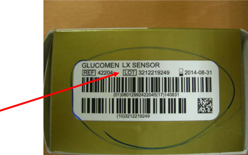 Representación de la etiqueta donde se muestra el simbolo "LOT"