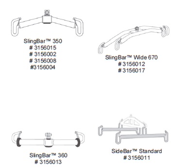 Imagenes de la SlingBar 350 y 360(izquierda) e Imagen de la SlingBar Wide 670 y la SideBar Standard(derecha)