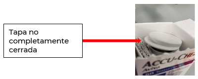 Imagen de un tubo de las tiras reactivas de glucemia Accu-chek® con posible apertura