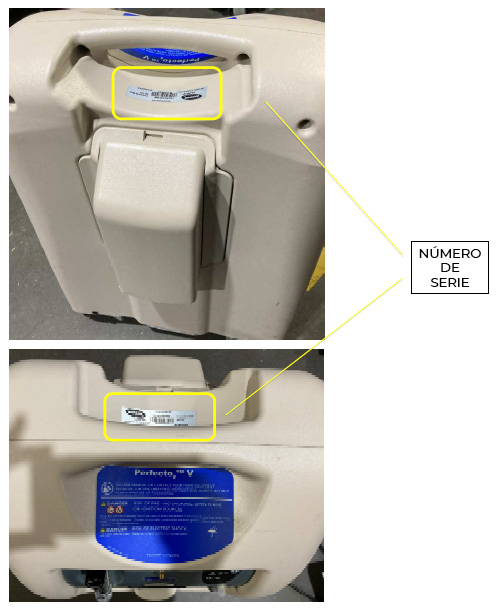 Fig. 1. Detalle del concentrador de oxígeno Invacare Perfecto2 V, modelo IRC5PO2VAW