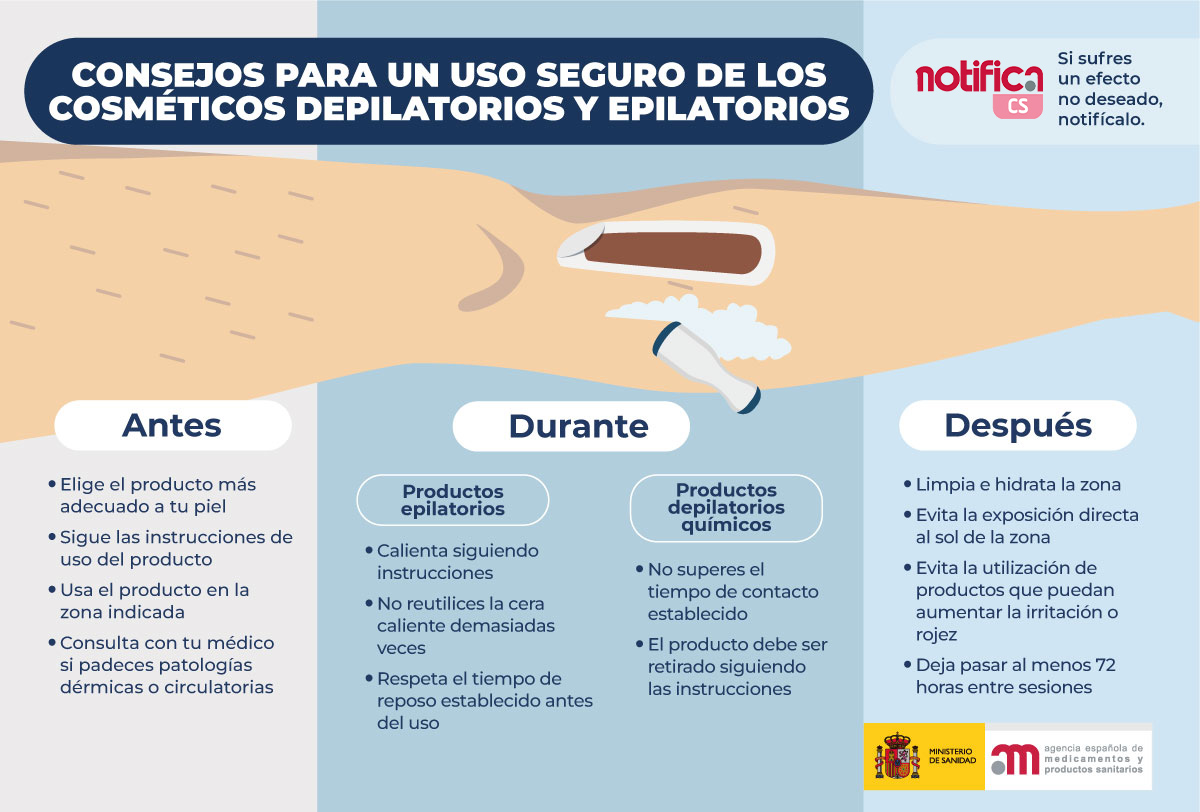 Consejos para un uso seguro de los cosméticos depilatorios y epilatorios