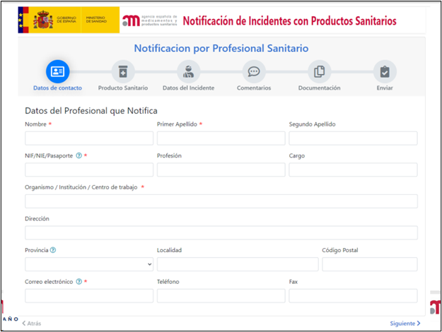 Imagen de notificación de incidentes con productos sanitarios