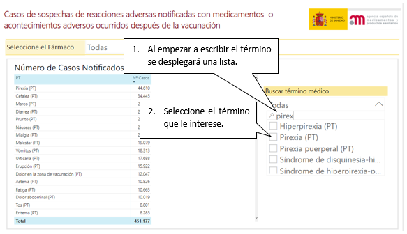 Figura 12. Ejemplo de selección de término preferente (PT).