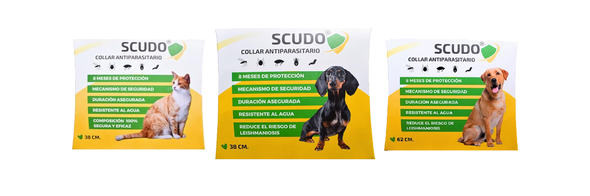 Imagen de los productos SCUDO collar antiparasitario para perros y gatos